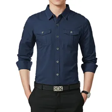 Waidx однотонные синие Смарт повседневные мужские рубашки Slim Fit Корейская уличная хлопковая хаки с длинным рукавом винтажная рубашка дропшиппинг 5XL