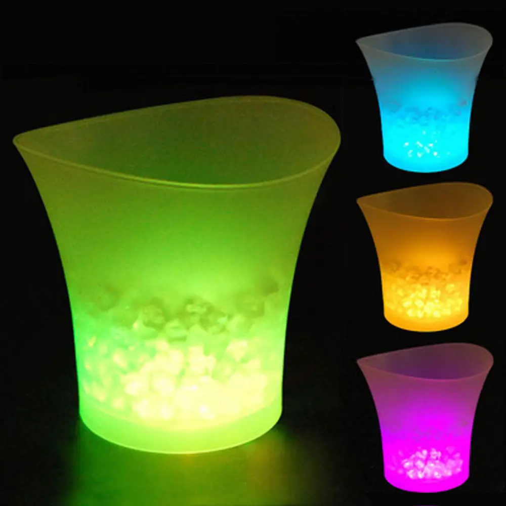 3 Colors Change LED Ice Bucket Champagne Wine Beer Cooler Party KTV Clubs Xmas 5L PICK Bar Luminous LED Ice Bucket Supply ice bucket