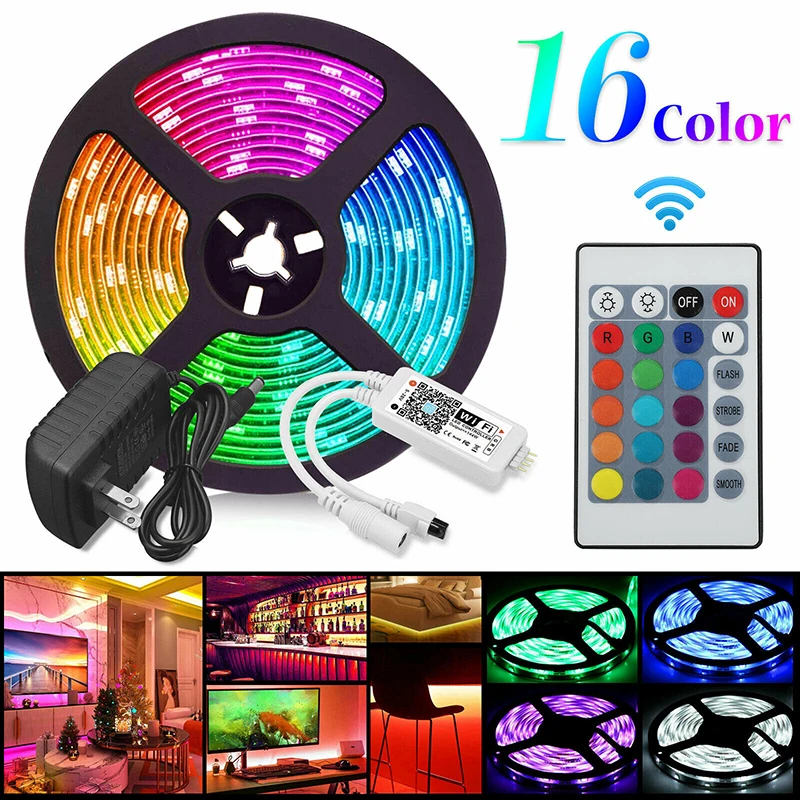 Водонепроницаемая светодиодная лента RGB 5 м Wi-Fi беспроводная Светодиодная с