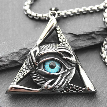 Fine Hand-made Vintage Freemasonry Three-handed Demon Eye Men's and Women's Jewelry Necklace