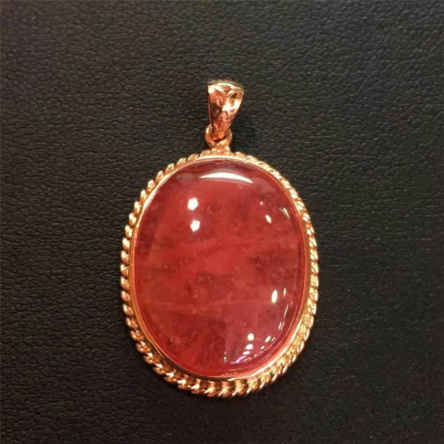 

2019 Newly Arrival Women 18K Genuine Natural Rhodochrosite Gems Stone Red Waterdrop Teardrop Charms Necklace Pendant Bead