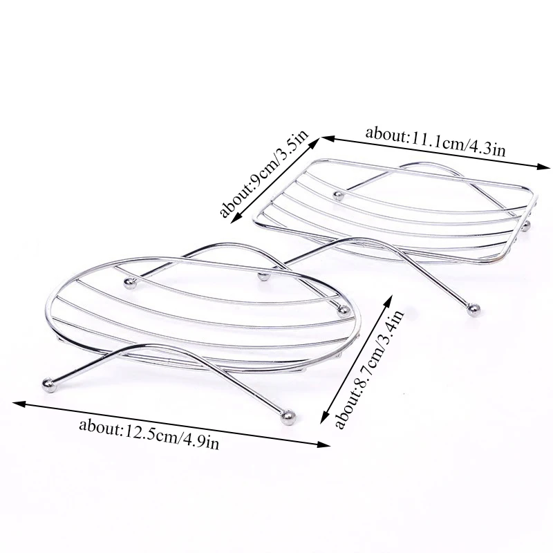 Stainless Steel Soap Dish Shelf Holder Drain Rack Oval/Rectangle Shaped Rust-resistant Saver Basket Bathroom Toilet Organizer images - 6