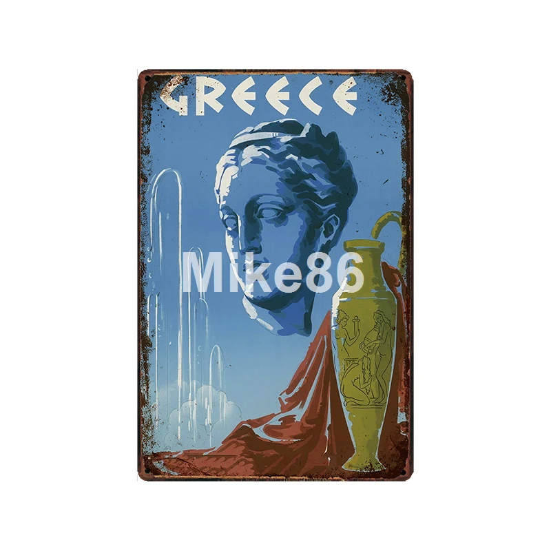 [Mike86] Италия греческая Германия Оловянная вывеска винтажный рисунок на железной поверхности в стиле ретро Заказная Праздничная наклейка для путешествий 20*30 см LT-1947