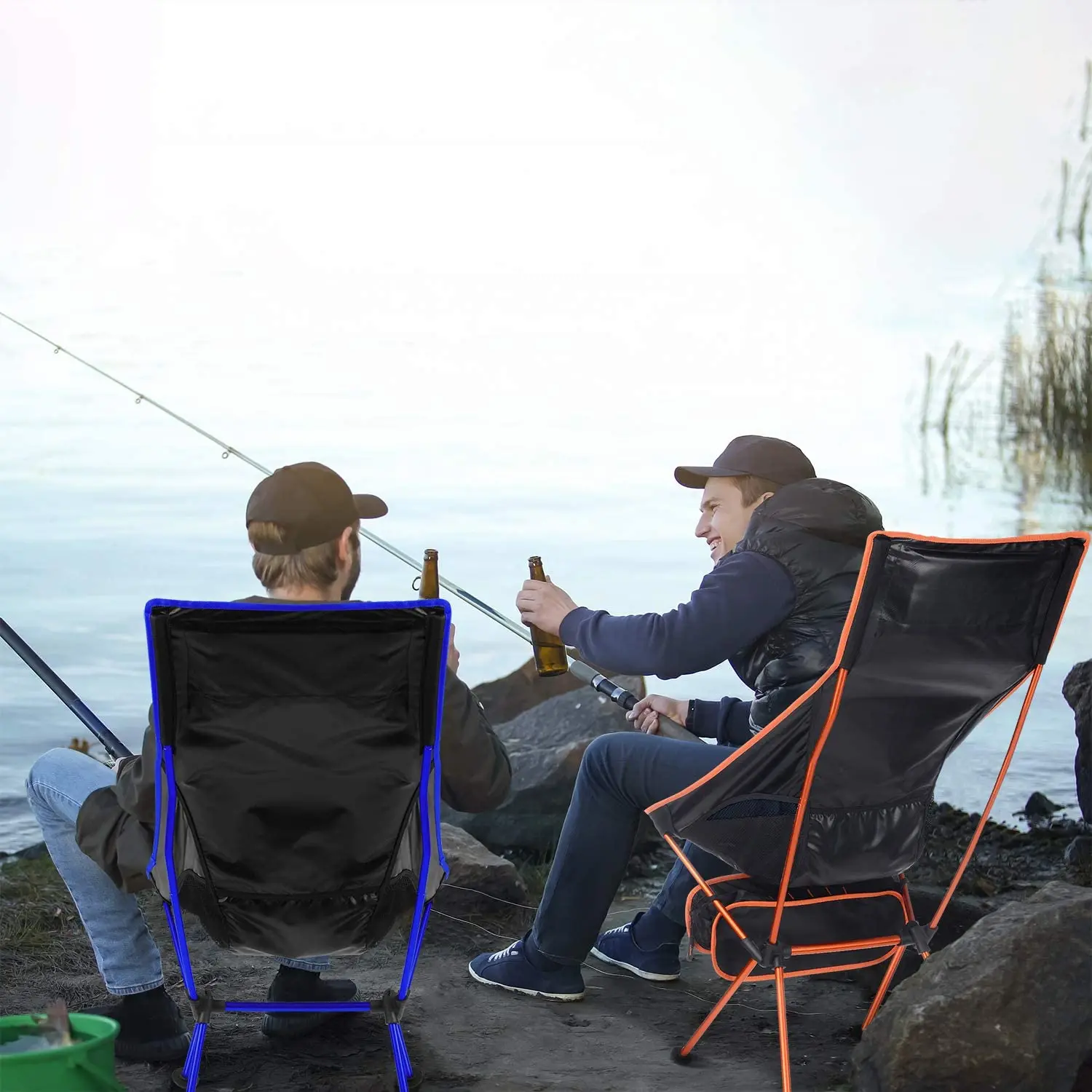 Outdoor Moon Chair Folding Chair Lightweight Fishing Camping BBQ Chairs Portable Folding Extended Hiking Seat Garden Ultralight