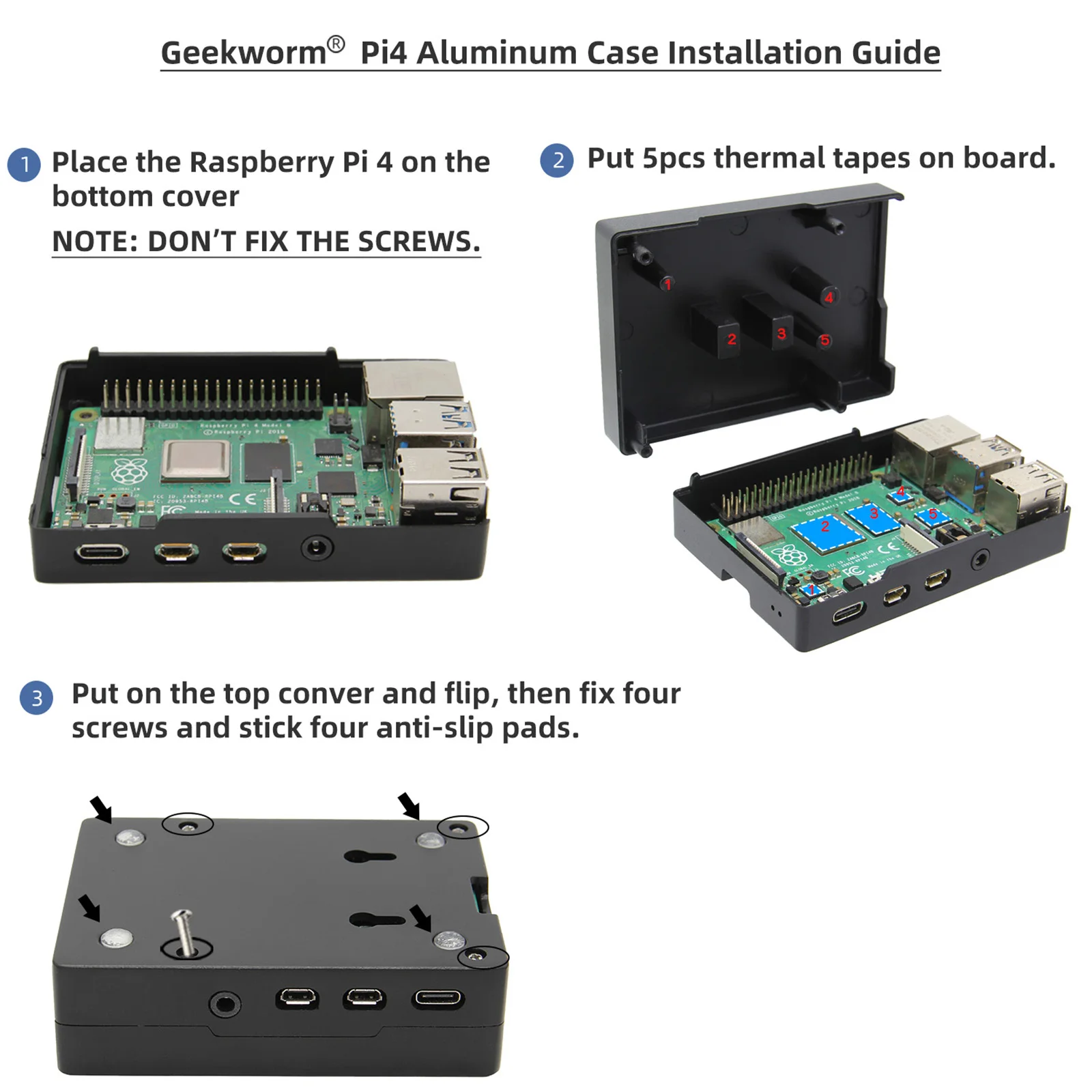 Алюминиевый чехол с пассивным охлаждением Raspberry Pi 4 Model B металлический