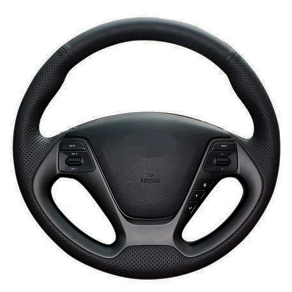 Car Steering Wheel Cover Black Genuine Leather For Kia K3 2013 K3S 2014 K2 Rio 2015 2016 Ceed