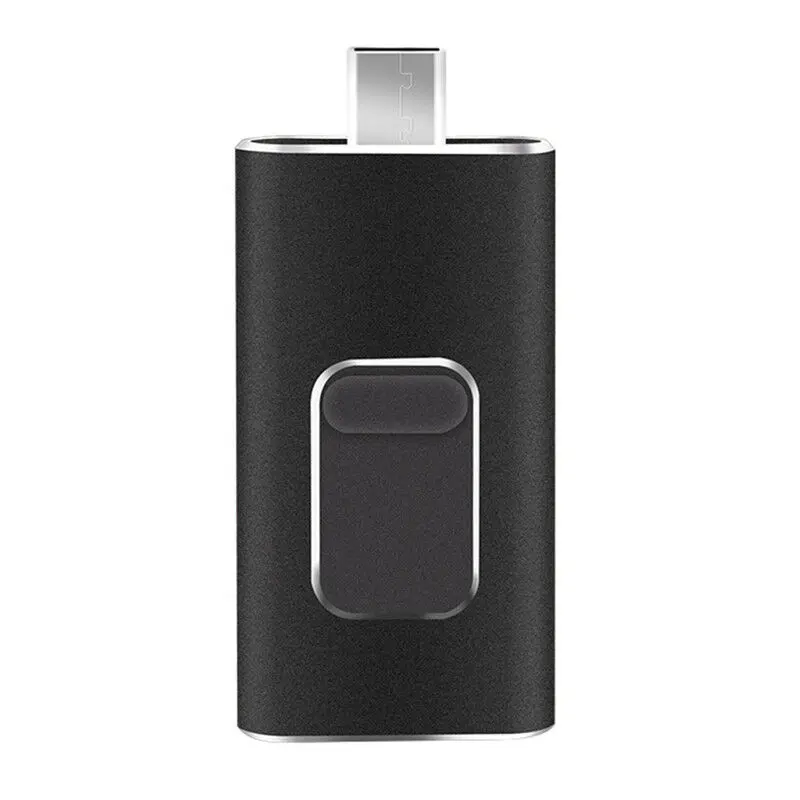 4 в 1 HD USB флешка 3,0 флеш-накопитель для iPhone/Android type C Usb ключ OTG Флешка 256 ГБ 128 Гб 64 ГБ 32 ГБ 16 ГБ мини-флешка - Цвет: Черный