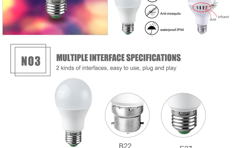 Sensor Light Bulb Dusk to Dawn LED Bulb 10W E27 B22 Automatic OnOff Yard Garage Garden (8)