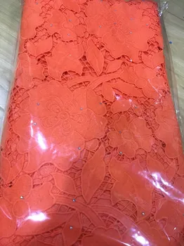 

STILL FLY hot selling african lace fabric water soluble guipure french lace with stoens nigerian cord lace fabric 5yards