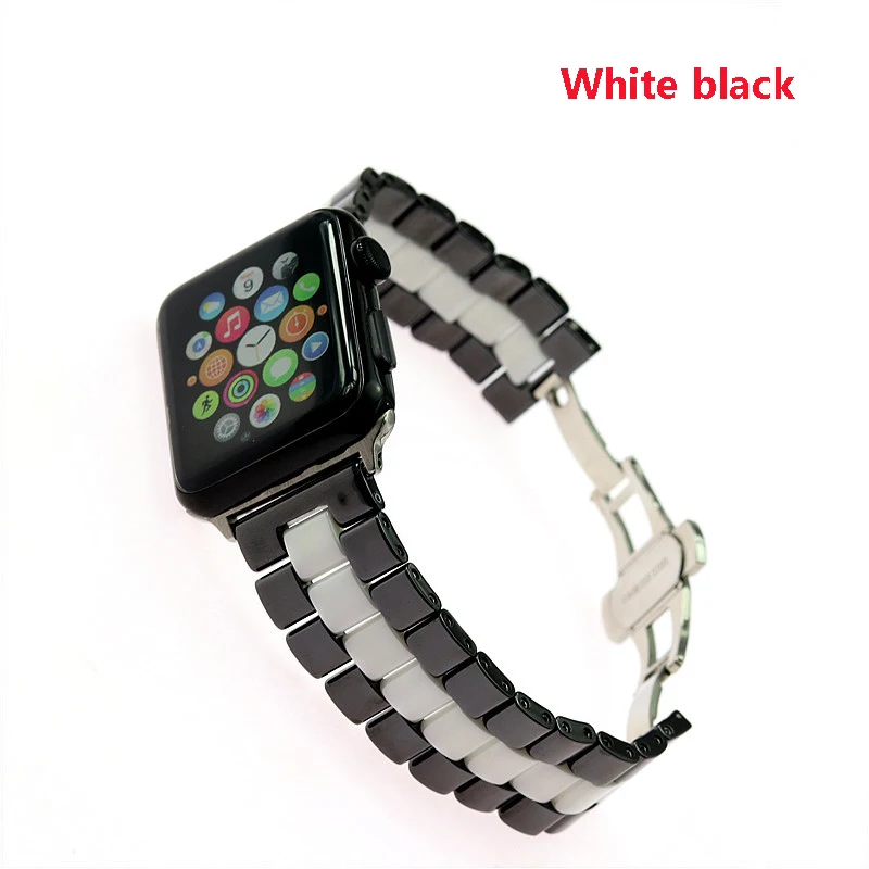 Спортивные Керамика бабочка петля ремешок для наручных часов Apple Watch 4 полосным 44 мм/40 мм наручных часов iwatch серии 4/3/2, ремешок 42 мм, 38 мм, версия соединитель на запястье браслет ремень