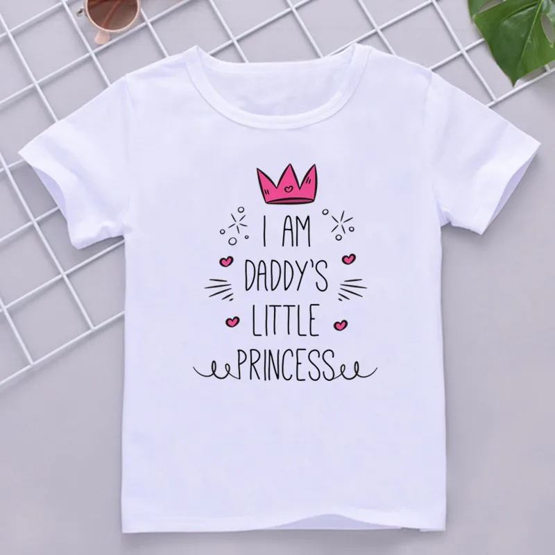 

I Am Daddy's Little Princess Child Girls Clothes White Short Sleeved T-shirt Summer Kids Clothes Baby Tops 1-12 Years Old