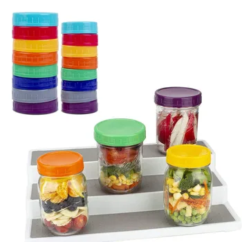 

16 Pack Colored Plastic Mason Jar Lids for Ball Kerr Food-Grade Recyclable Storage Caps