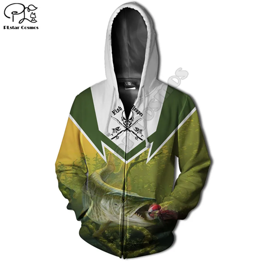 Женские и мужские толстовки с капюшоном fish reaper повседневные худи на молнии 3d