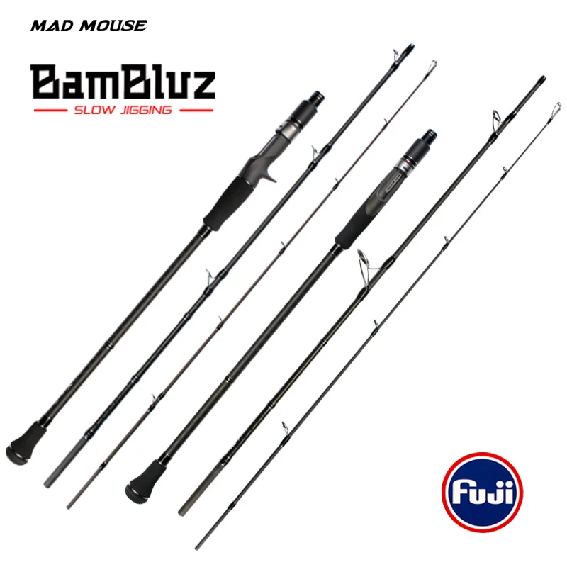 

MADMOUSE Bambluz 3 Section Portable Slow Jigging Rod 1.9m Fuji Parts Casting&Spinning Fishing Pole Japan Quality Boating Rod