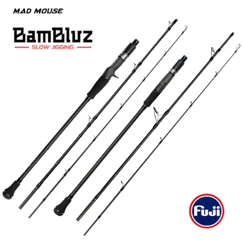 شراءMADMOUSE Bambluz 3 قسم المحمولة بطيئة القفز قضيب 1.9 متر فوجي أجزاء الصب والغزل قصبة صيد خشبية اليابان جودة القوارب رود
