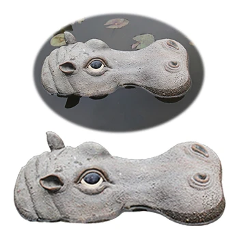 

Floating Hippo Head Water Decoy Simulation Realistic Hippopotamus Pond Pool Garden Art Decor