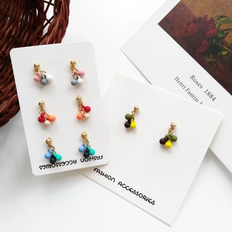 

Korean Simple Creative Fun Colorful Beads Clip Earrings for Girl Women's Accessories Fashion Personality Metal Texture Jewelry