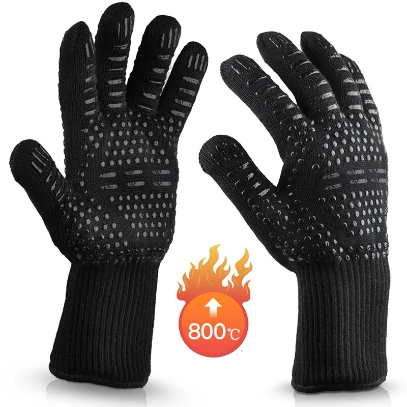 Bbq Gloves High Temperature Resistance Oven Mitts 500 800 Degrees Fireproof Barbecue Heat Insulation Microwave Oven Gloves Oven Mitts Oven Sleeves Aliexpress
