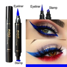 Синяя жидкая подводка для глаз, Штемпельная печать, карандаш с двойной головкой, для макияжа, быстросохнущая, Водостойкая Подводка для глаз, карандаш для глаз, Черная Подводка для глаз, ручка