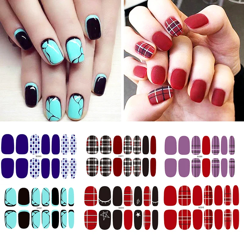 

1 Sheet Full Cover Nail Stickers Detachable Fake Nail Tips With Glue Sticker Colorful Reusable Nail Art Decoration DIY Design