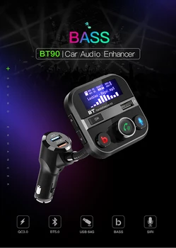 

BT90 Fm Transmitter Bluetooth Car Kit Dual USB Quick Car Charge 3.0 Car Mp3 Player Bluetooth 5.0 Fm Transmitter Hands Free Call