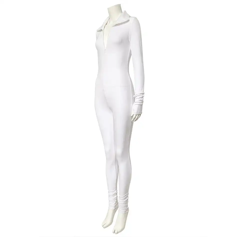 white stretch jumpsuit