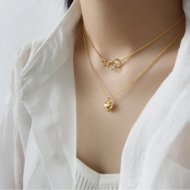 Cute Heart Layered Necklace for Women 