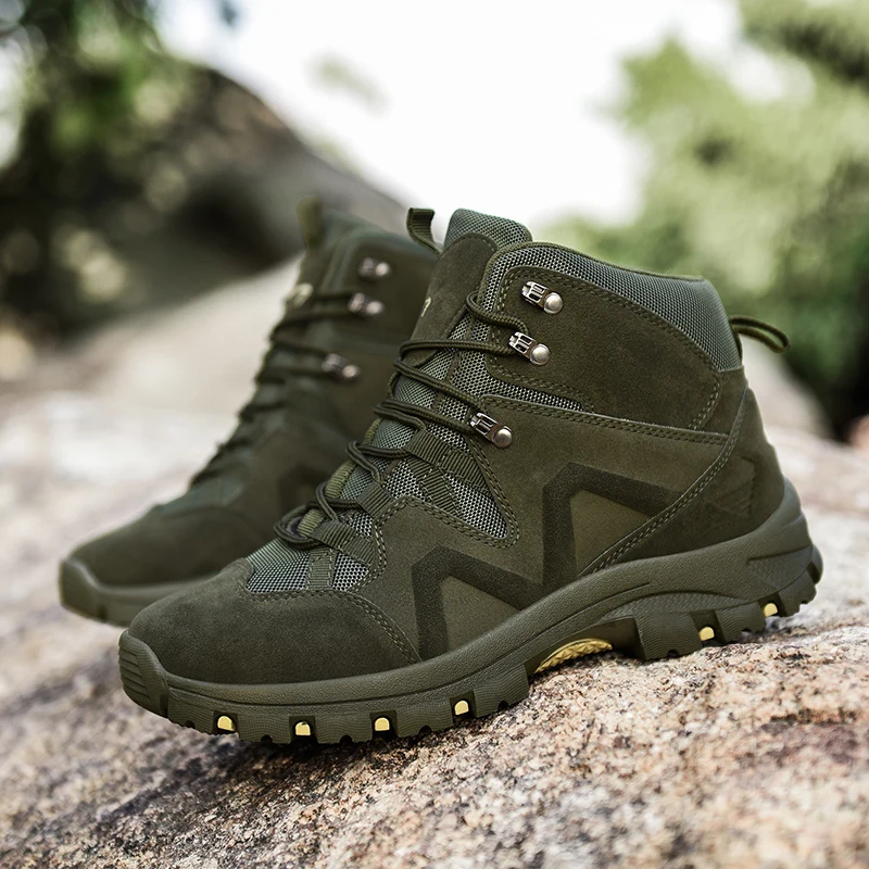 

2020 Hot Sale Men Brand Hiking Shoes High Top Rock Climbing Shoes Man Rubber Sole Outdoor Men Boots Big Size Hiking Mens Shoe