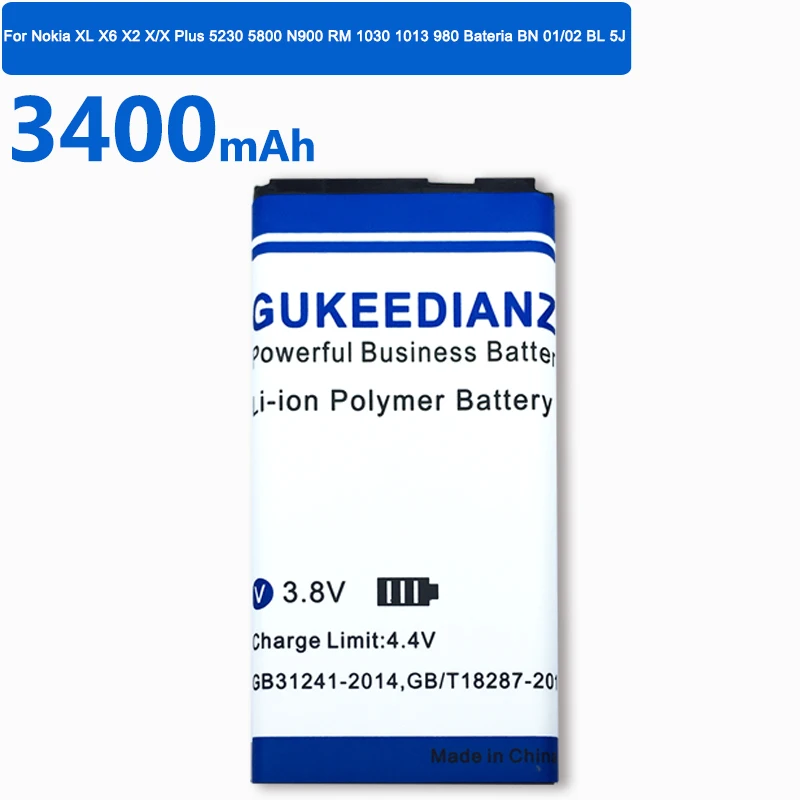 GUKEEDIANZI 3400 мАч BV-5S сменная батарея для Nokia X2 X2DS 1013 X+ X Plus литий-полимерная аккумуляторная батарея