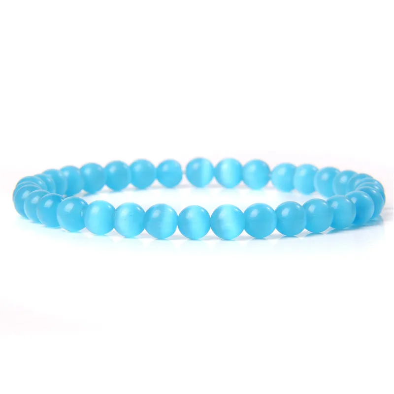 Natural Stone Blue Chalcedony 6mm Beads Bracelets For Women Men Apatite Lapis Lazuli Angelite Agates Tiger Eye Bangles Jewelry stone bead bracelet