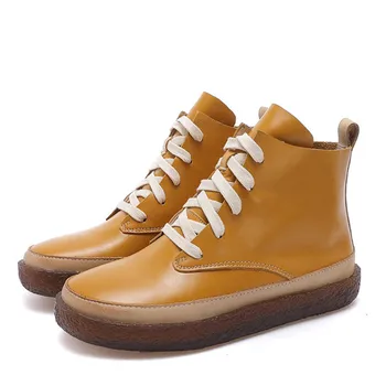 

Women's fashion cool true female boots boots new retro soft sole flat comfortable breathable leather boots & # 39; S