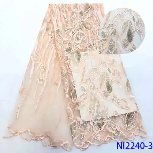 NIAI африканская кружевная ткань высокого качества последняя нигерийская Свадебная лента ткани вышитая, Тюлевая, французская кружевная ткань NI2240-1 - Цвет: picture 3