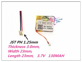 

XHR-2P 1.25 302323 3.7V 130MAH Polymer rechargeable batteries GPS 302525 For Bluetooth earphone smart watch series MP3 MP4 MP5