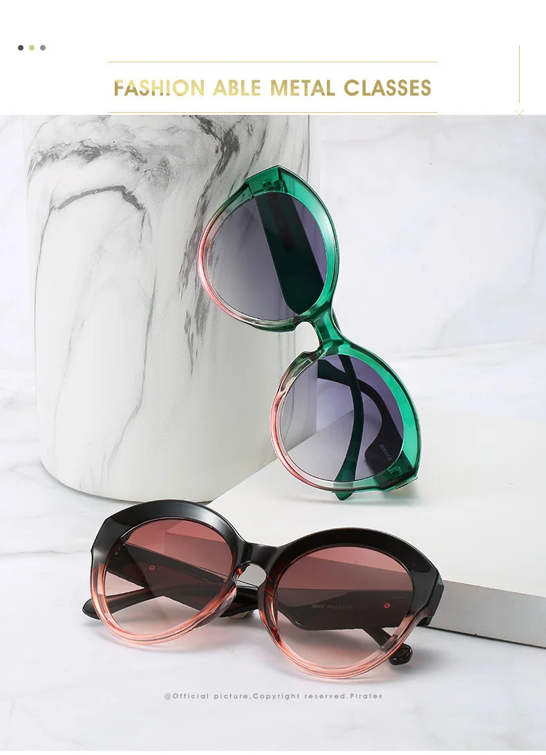 QPeClou, новинка, негабаритные Круглые Солнцезащитные очки для женщин, фирменный дизайн, пластиковые солнцезащитные очки для женщин, модные винтажные градиентные солнцезащитные очки