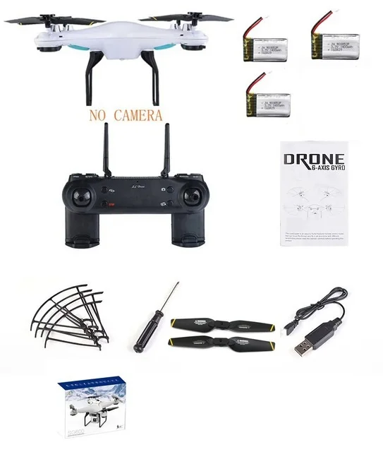 0.3MP/2.0MP HD Камера Wi-Fi FPV дрона с дистанционным управлением 6-Axis Gyro с возвратом по одной кнопке и автоматический возврат высота Удержание Headless Квадрокоптер RC вертолет - Цвет: No Camera 3Battery