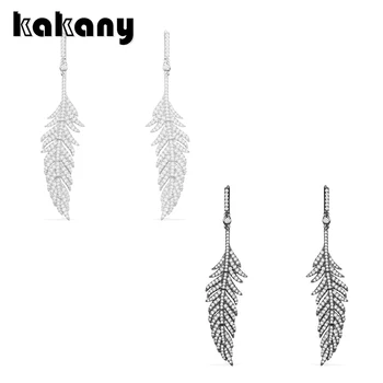 

Kakany Fashionable High Quality Solid Zirconia Feather with Crystal Black Zirconia Gun Earrings for Women's Wedding Party