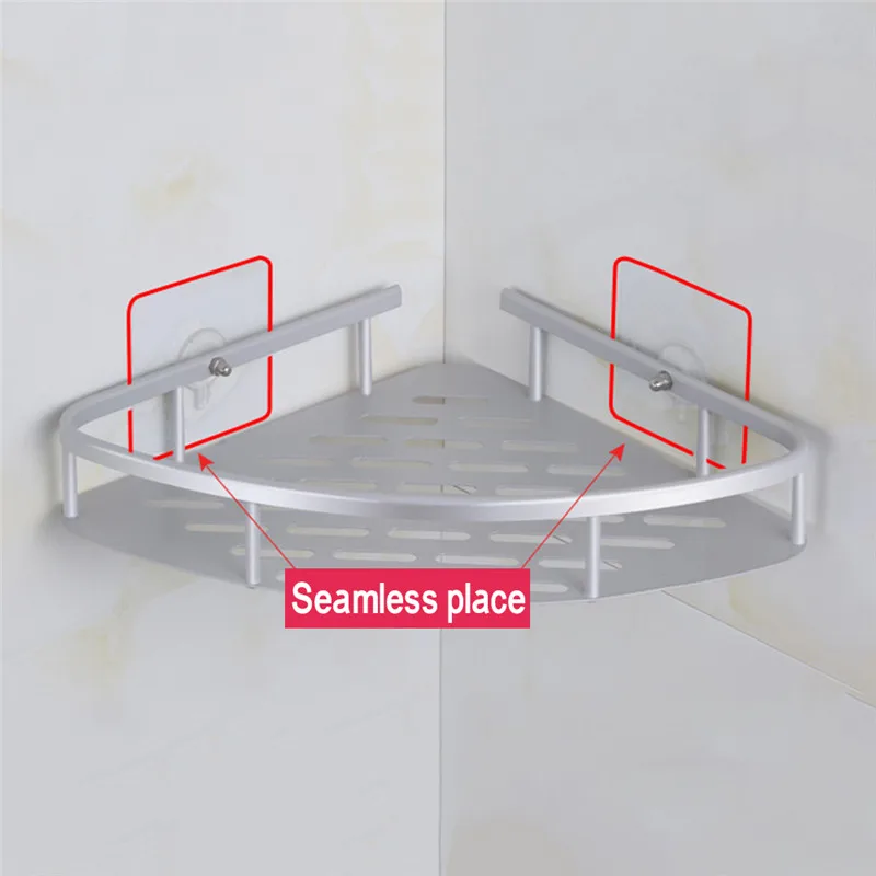Бесплатный Пробивной органайзер для хранения на полке угловая полка Caddy ванная комната пластиковая угловая полка для хранения душа настенный держатель
