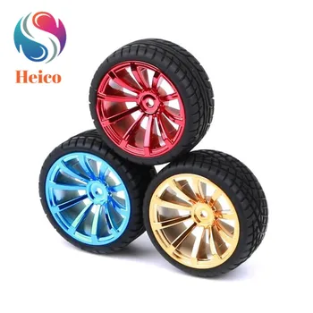 

65mm Rubber Wheel RC Model Tire Lengthen 3/4/5/6mm Copper Coupling Hex Connection For Arduino DIY Smart Car Chassis
