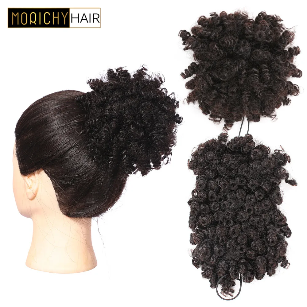 Morichy Chignon Bouncy curly Ponytal clip-in волосы для наращивания человеческих волос бразильские remy волосы натуральные Blavk цвет для женщин