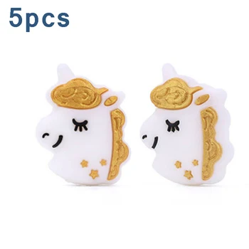 

BPA Free Silicone Teethers 5pcs Cartoon Unicorn Baby Teether Multiple Styles Teething Beads Safe Baby Toys Care High Quality