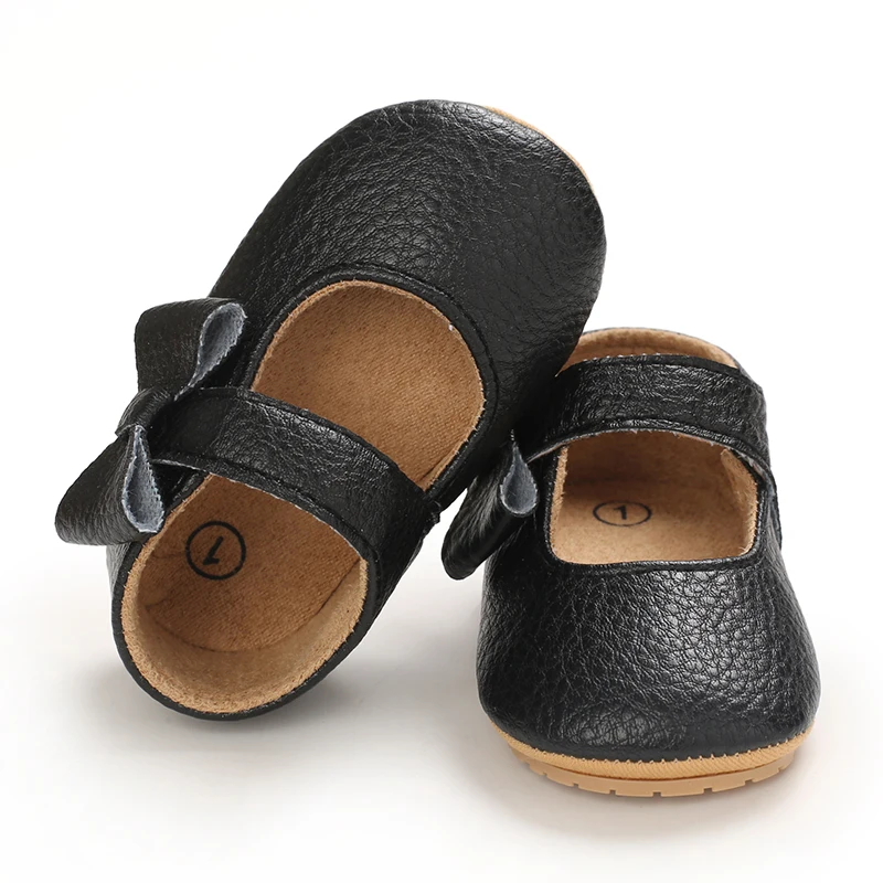 Infant Newborn Baby Girls Princess Non-Slip Floral Border Shoes Toddler Baby Soft PU Leather Prewalker Shoes Solid First Walkers