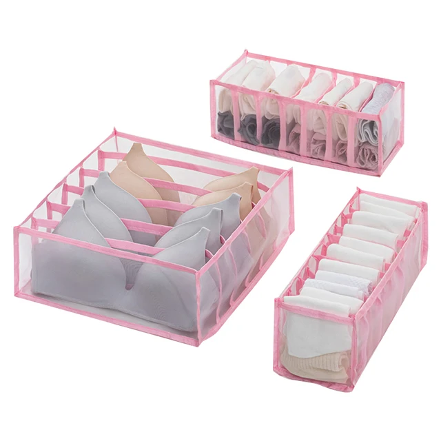 Underwear Bra Organizer Storage Box Drawer Closet Organizers Divider Boxes For Underwear Scarves Socks Bra 3pcs-sets