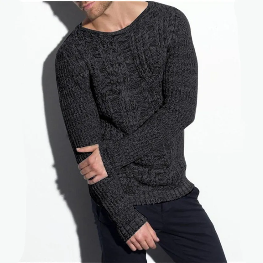 

Sweater Men Autumn 2019 New Casual Pullover Long Sleeve O-Neck Striped Knitted Solid Men Sweaters Brand clothes Pull Homme S-3XL