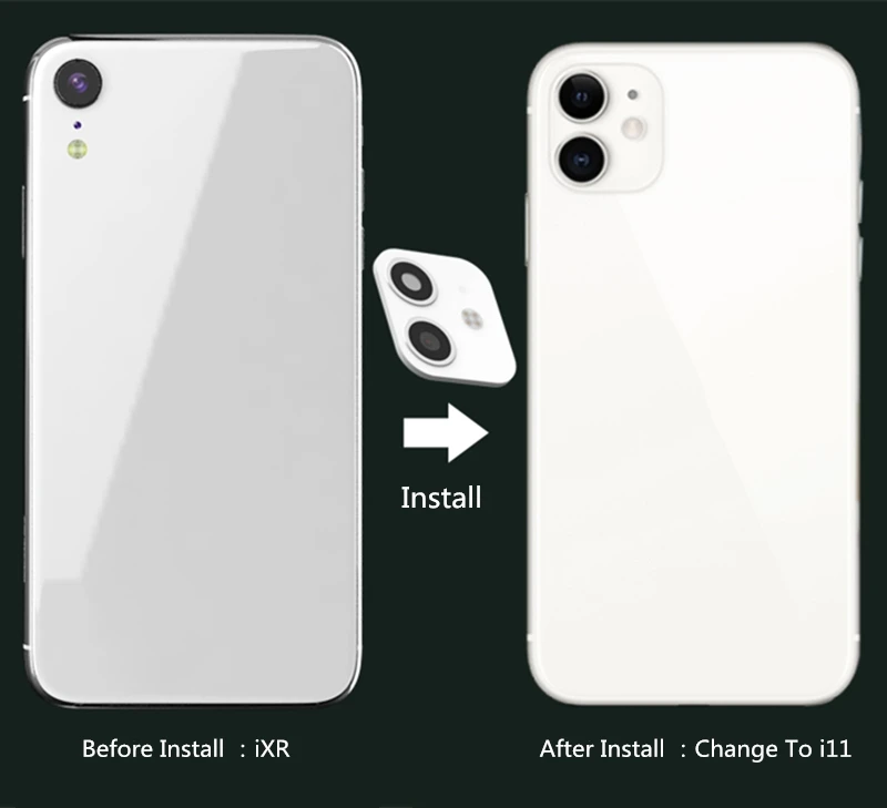 Новое обновление металлическое алюминиевое стекло объектив камеры протектор чехол для iPhone XR поддельные секунды изменить на 11 задняя наклейка на рассеиватель Крышка