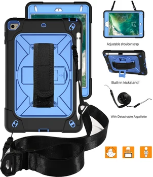 

Shockproof Armor Tablet Case For iPad Mini 4 5 A2126 A2133 A1538 CoverRugged Duty Shoulder Strap Tablet Stand Protective Case