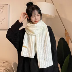 Female Winter Korean Fashion Solid Color Knitted Thick Warm Snood For Male Couples Versatile Neck Protection Wool Scarf