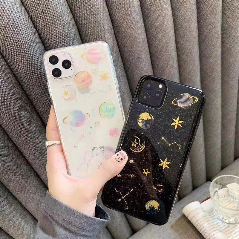 Epoxy Transparent Case For iPhone 11 Pro Max Cases Planet Star TPU Cover For iPhone XR 1