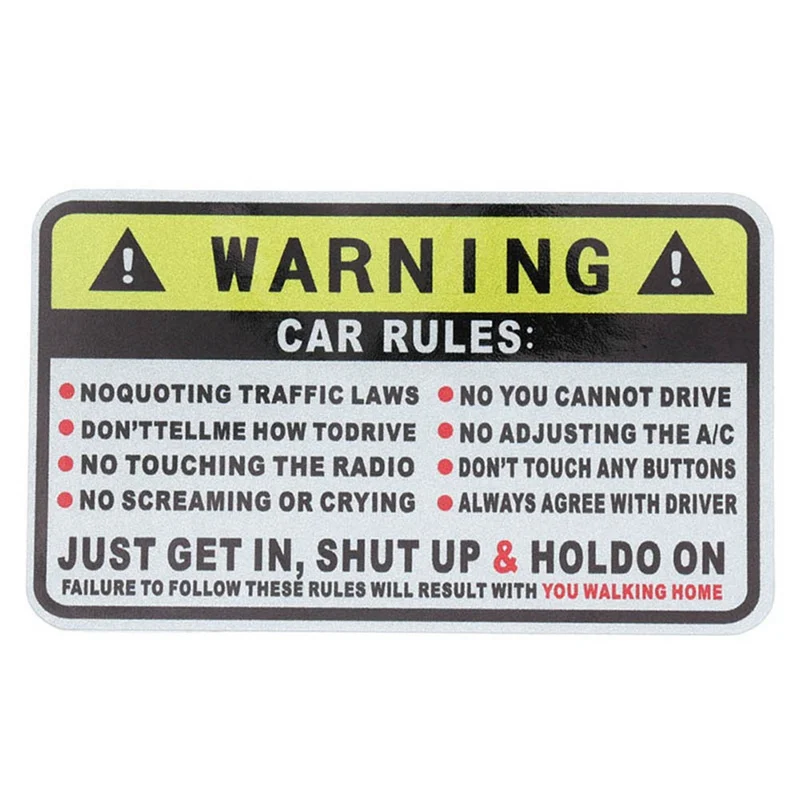 

2 Pcs 10.2 * 5.7cm Car Safety Warning Rules Car Reflective Stickers Reflective PET Material Paper