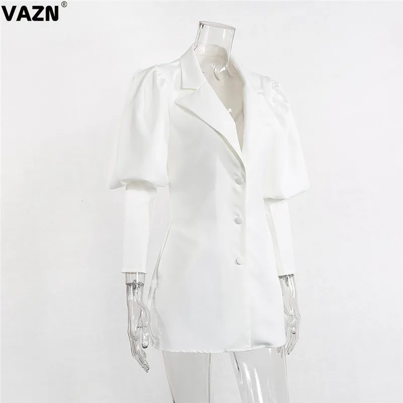 VAZN GSDR110184 Модный деловой костюм белый сексуальный блейзер с лацканами полный рукав Открытый Ночной клуб отложной воротник пальто