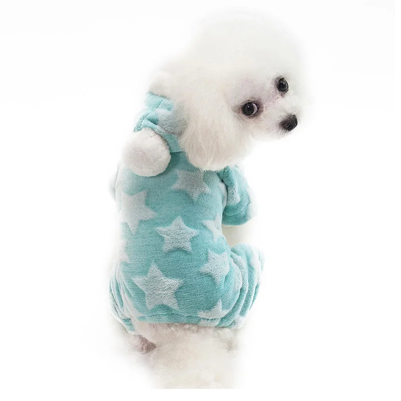6 цветов для собак Комбинезоны зимние теплые собака пижамы из мягкого флиса Щенок Кот с капюшоном пальто, Одежда для питомцев, одежда для кошки собаки Йорки - Цвет: Green